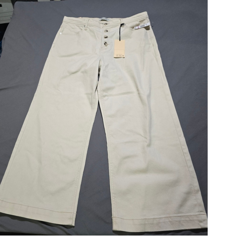 Scotch & Soda The Wave Jeans Womens 14/32 Cream Cropped Wide Leg Button Fly